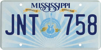 MS license plate JNT758