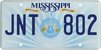 MS license plate JNT802