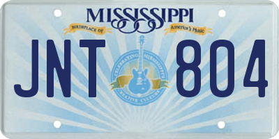 MS license plate JNT804