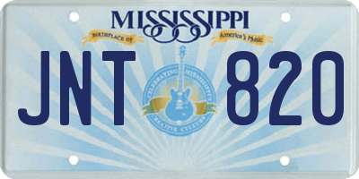 MS license plate JNT820