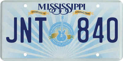 MS license plate JNT840