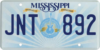 MS license plate JNT892