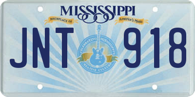 MS license plate JNT918