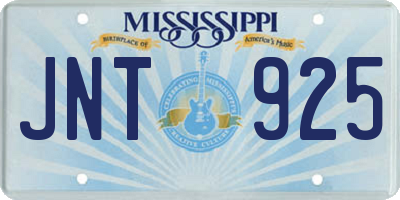 MS license plate JNT925