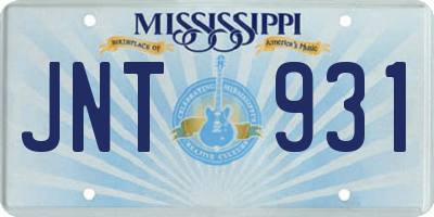 MS license plate JNT931