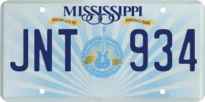 MS license plate JNT934