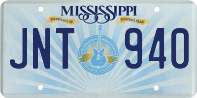 MS license plate JNT940