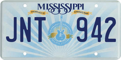 MS license plate JNT942