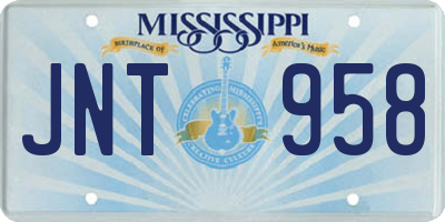 MS license plate JNT958