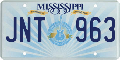 MS license plate JNT963