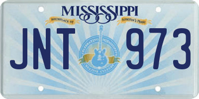 MS license plate JNT973