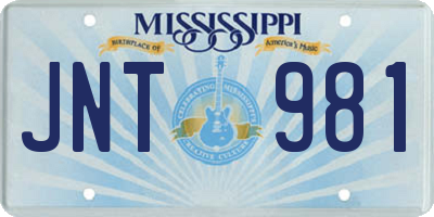 MS license plate JNT981