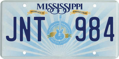 MS license plate JNT984