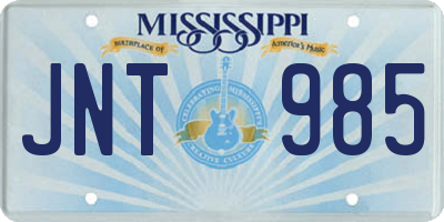 MS license plate JNT985