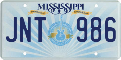 MS license plate JNT986