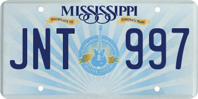 MS license plate JNT997