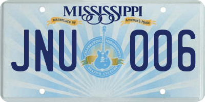 MS license plate JNU006