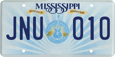 MS license plate JNU010