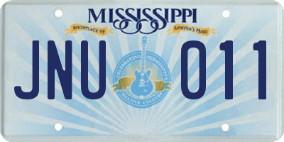 MS license plate JNU011