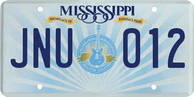 MS license plate JNU012