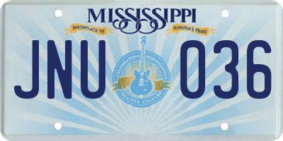 MS license plate JNU036