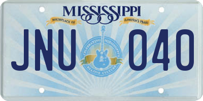 MS license plate JNU040