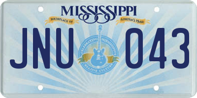 MS license plate JNU043