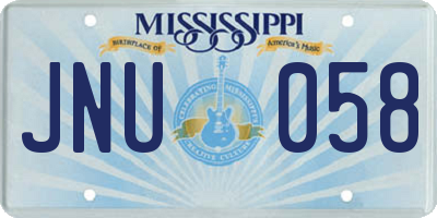 MS license plate JNU058