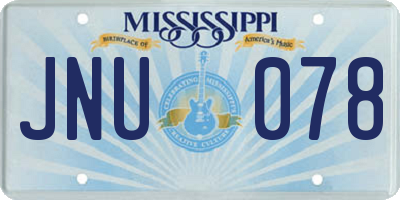 MS license plate JNU078