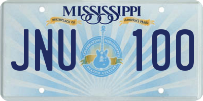 MS license plate JNU100