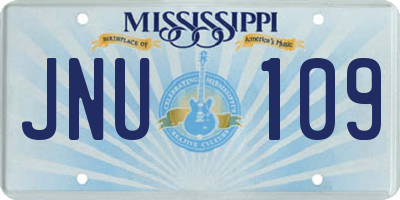 MS license plate JNU109
