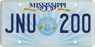 MS license plate JNU200