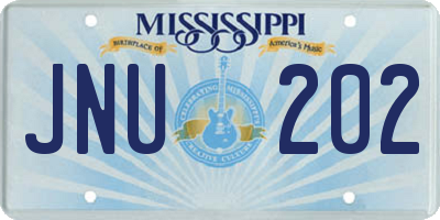 MS license plate JNU202