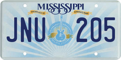 MS license plate JNU205