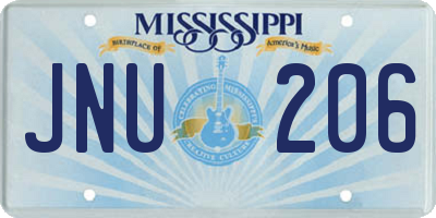 MS license plate JNU206