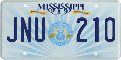 MS license plate JNU210