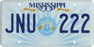 MS license plate JNU222