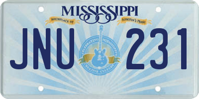 MS license plate JNU231