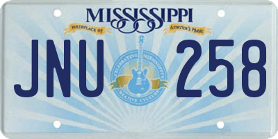 MS license plate JNU258