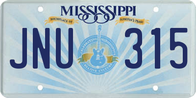 MS license plate JNU315