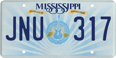 MS license plate JNU317