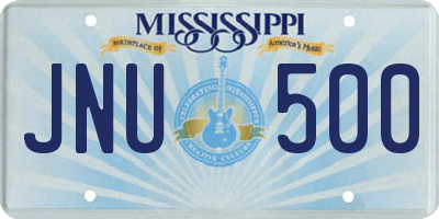 MS license plate JNU500