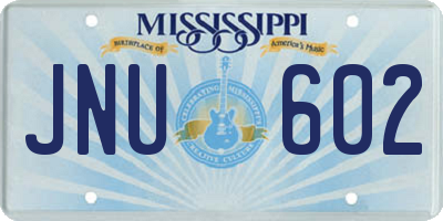 MS license plate JNU602