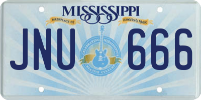 MS license plate JNU666