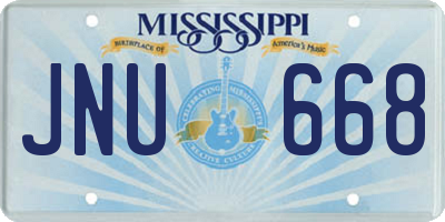 MS license plate JNU668