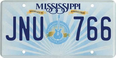 MS license plate JNU766