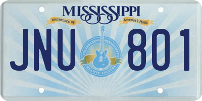 MS license plate JNU801