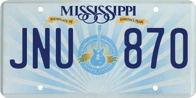 MS license plate JNU870