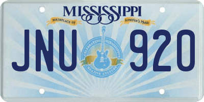 MS license plate JNU920
