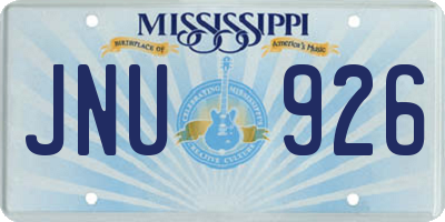 MS license plate JNU926